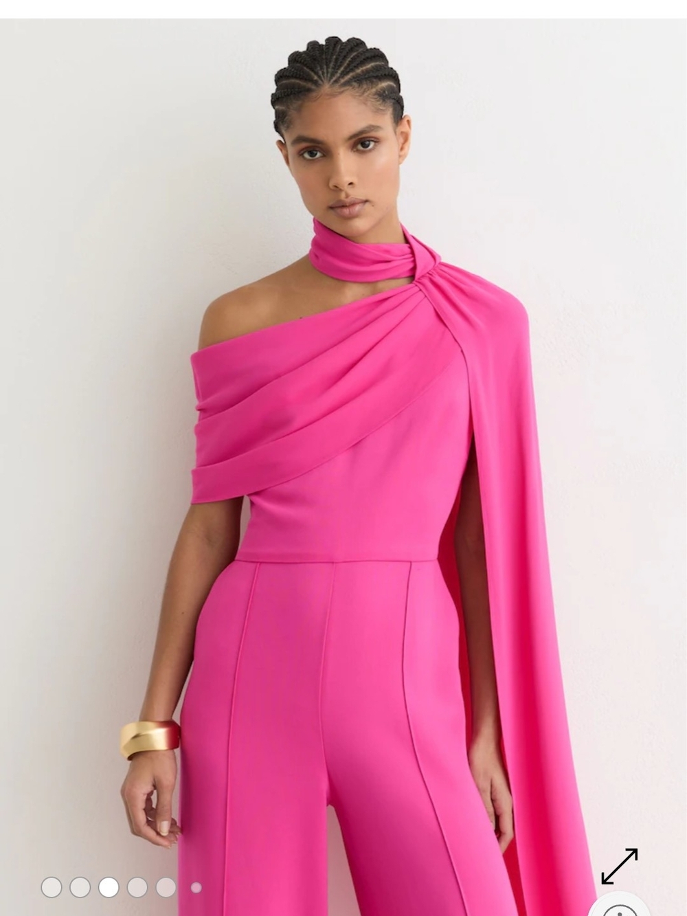 Reiss Hot Pink One-Shoulder Wide-Leg Jumpsuit - Picture 2 of 6